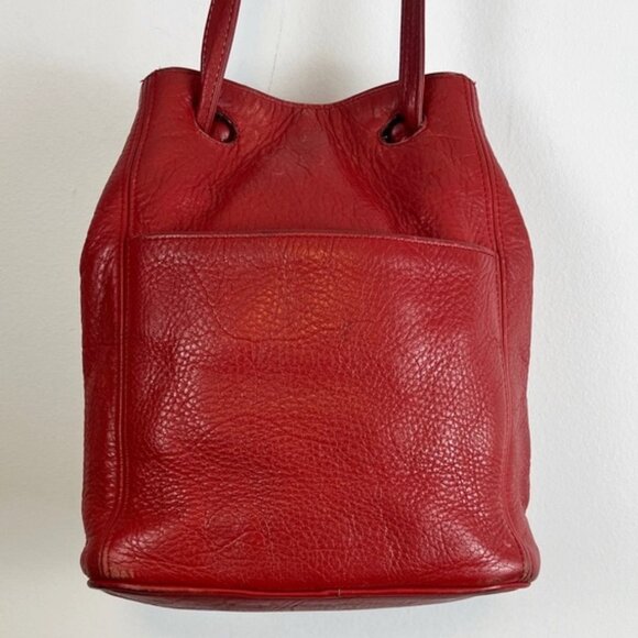 Coach Vintage USA Red Pebbled Leather Drawstring Crossbody Bucket Bag 4133 - Picture 6 of 16